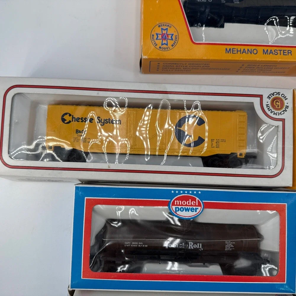 Vintage HO Scale Freight Cars Lot of 7 Bachmann Model Power Mehano Boxed